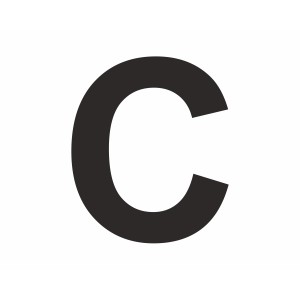 Schwarzer Aufkleber Buchstabe C, 3 cm hoch, aus PVC-Folie für Schilder.