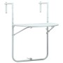 Weißer vidaXL Balkon-Hängetisch aus Kunststoff in Rattan-Optik, klappbar und höhenverstellbar.