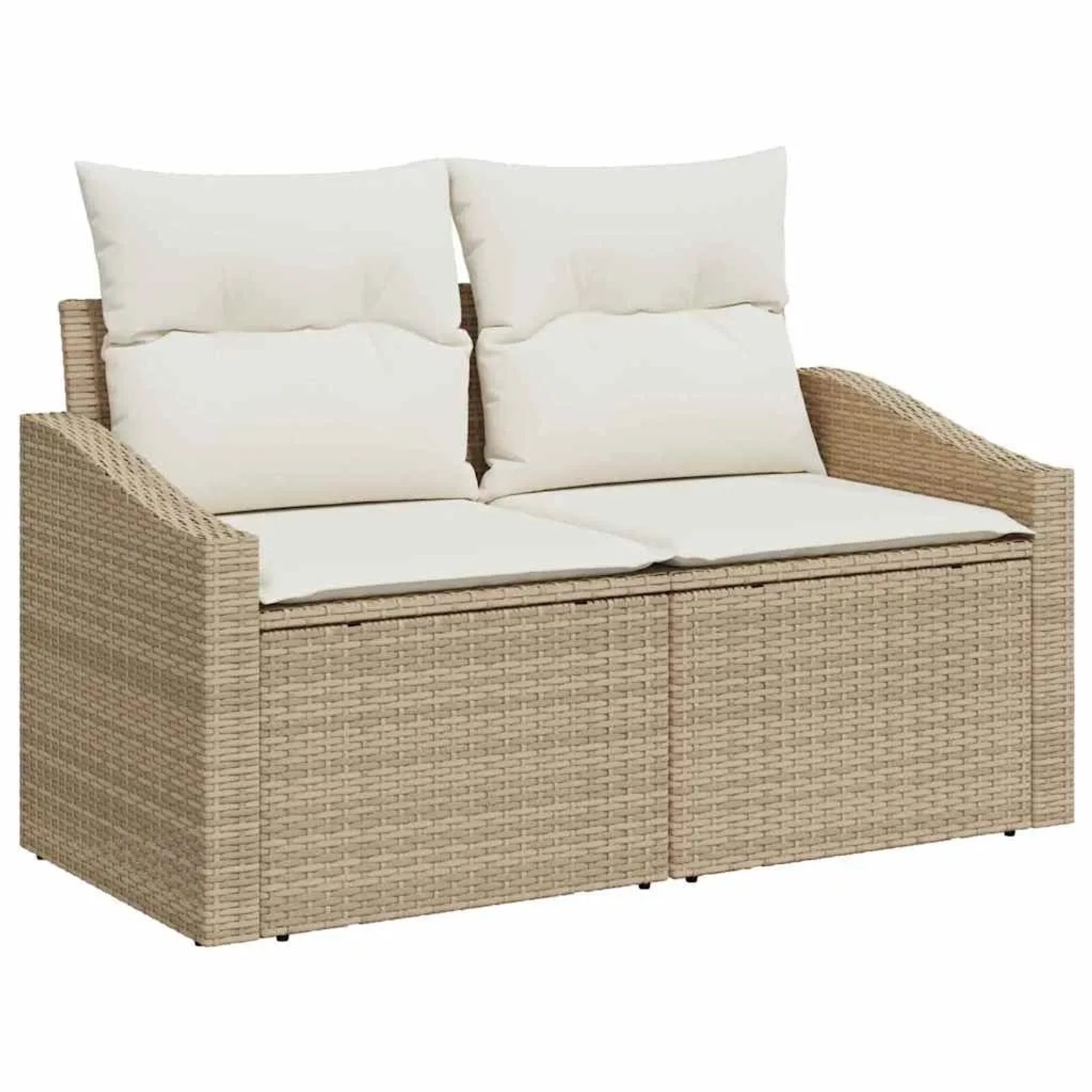 Beiges 6-tlg. vidaXL Garten-Sofa-Set aus Poly Rattan mit Kissen für Terrasse und Garten.