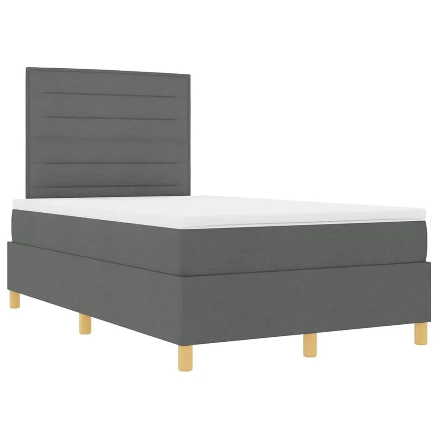 vidaXL Boxspringbett mit Kopfteil Dunkelgrau 120 x 200 cm Stoff 3339533