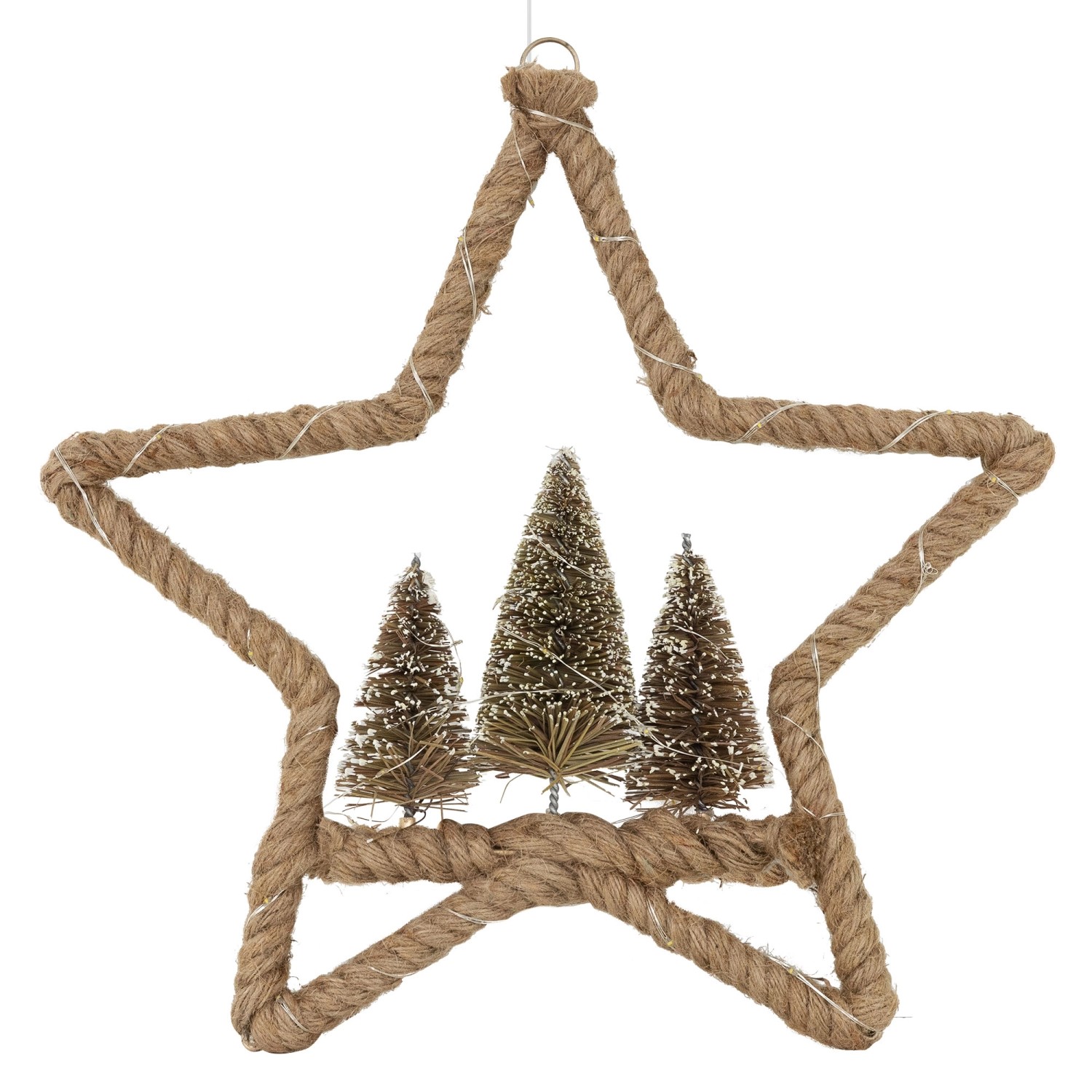 ECD Germany LED Jute Weihnachtsstern 40 cm 50 Warmweißen LEDs Timer
