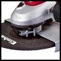 Detailaufnahme Einhell Winkelschleifer TE-AG 230 mit Trennscheibe und Schutzvorrichtung.