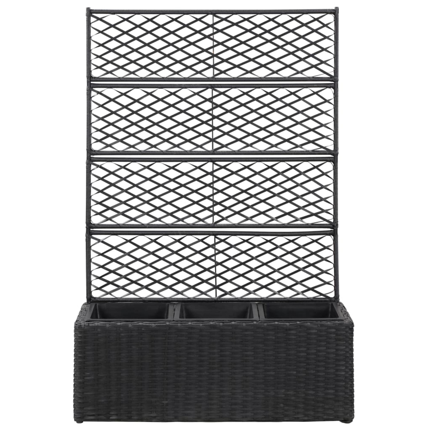 furnicato Hochbeet mit Rankgitter 3 Töpfe 83×30×130cm Poly Rattan