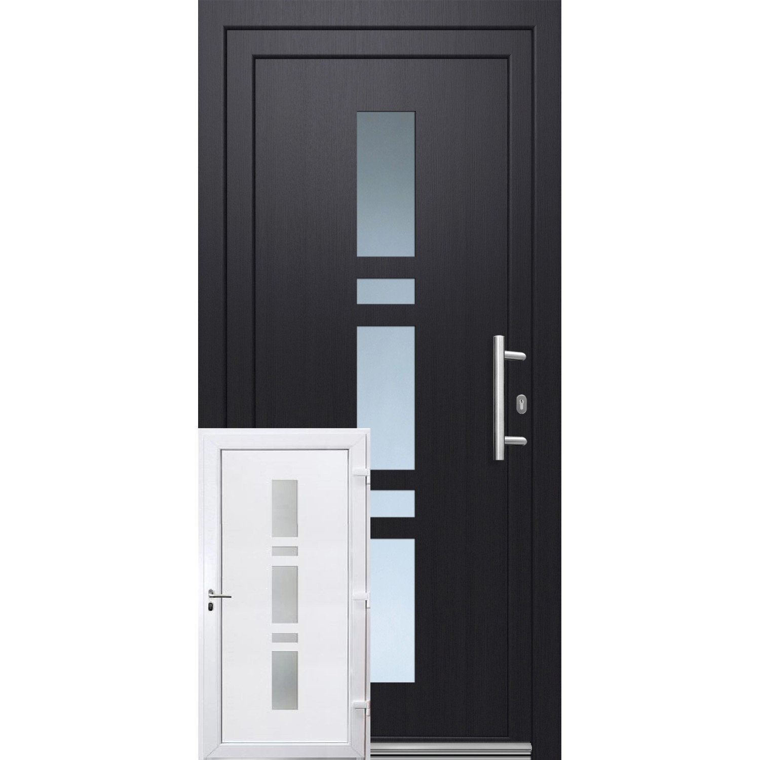 Premium Kunststoff-Haustür SMK 017 Anthrazit-Weiß 110 cm x 210 cm DIN R günstig online kaufen