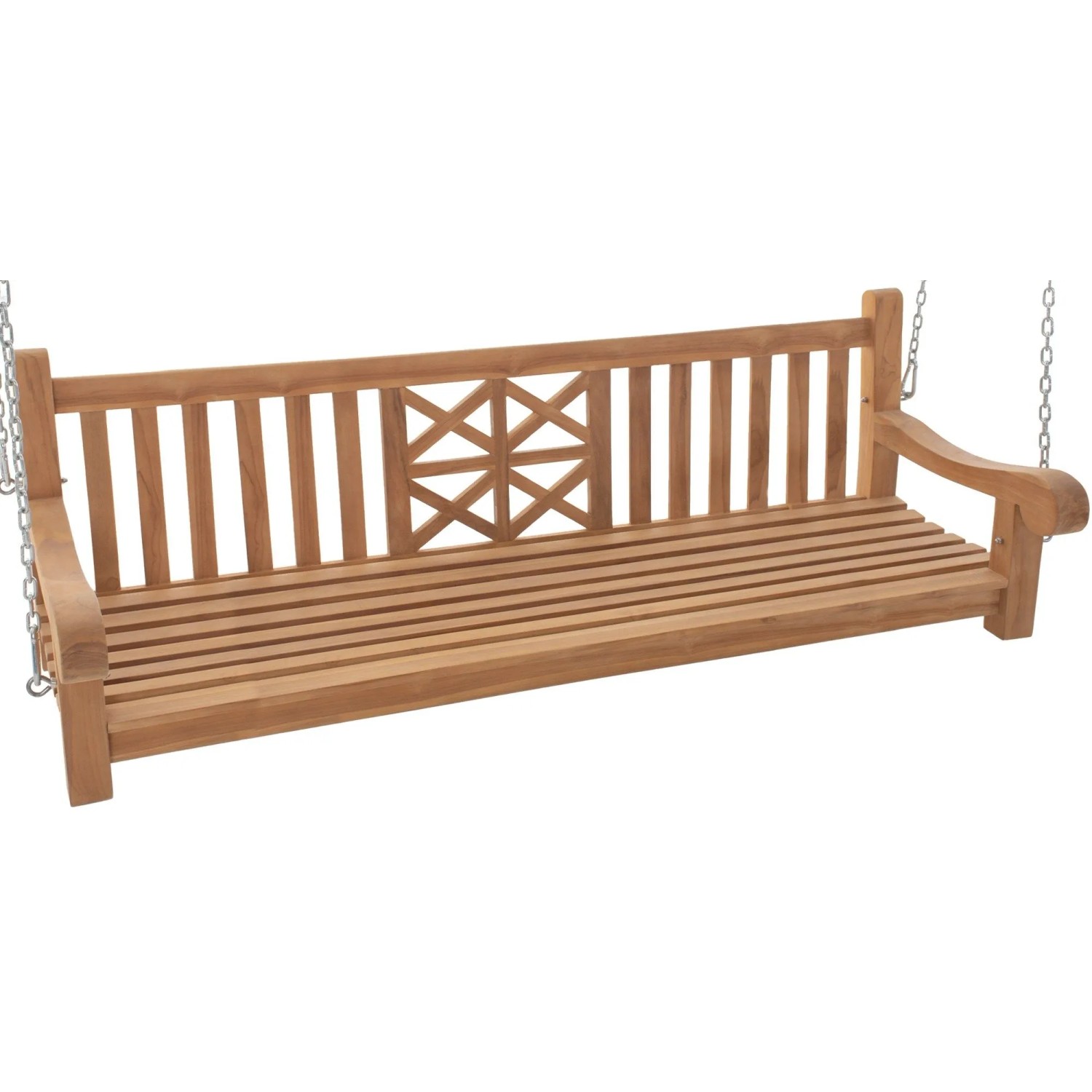 DELUKE Schaukelbank TABEL Holz Teak 180x70x61cm Hängebank Gartenschaukel Zum Aufhängen Veranda-Schaukel