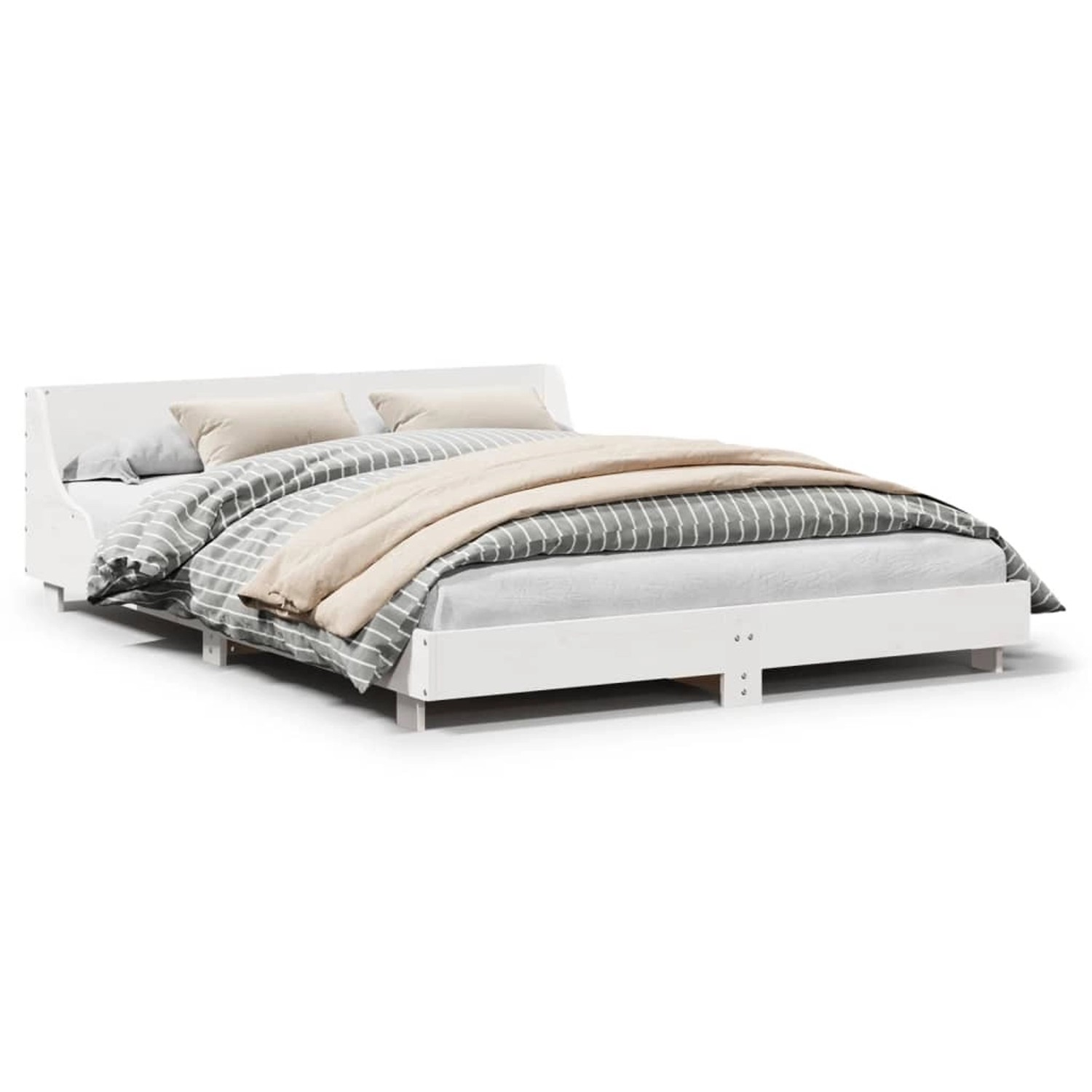 vidaXL Massivholzbett ohne Matratze Weiß 150x200 cm Kiefernholz 850726 günstig online kaufen