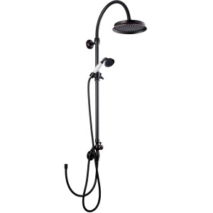Schwarzes PaulGurkes Regendusche Retro Aufputz Duschsystem mit Kopf- und Handbrause.