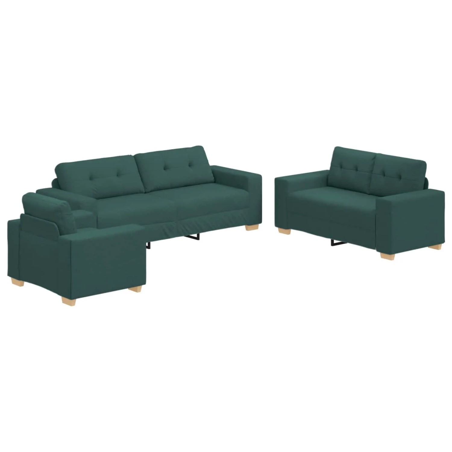 vidaXL Sofa 3 Stk Dunkelgrün 221 x 80 x 80 cm Leinenmischgewebe 3324633