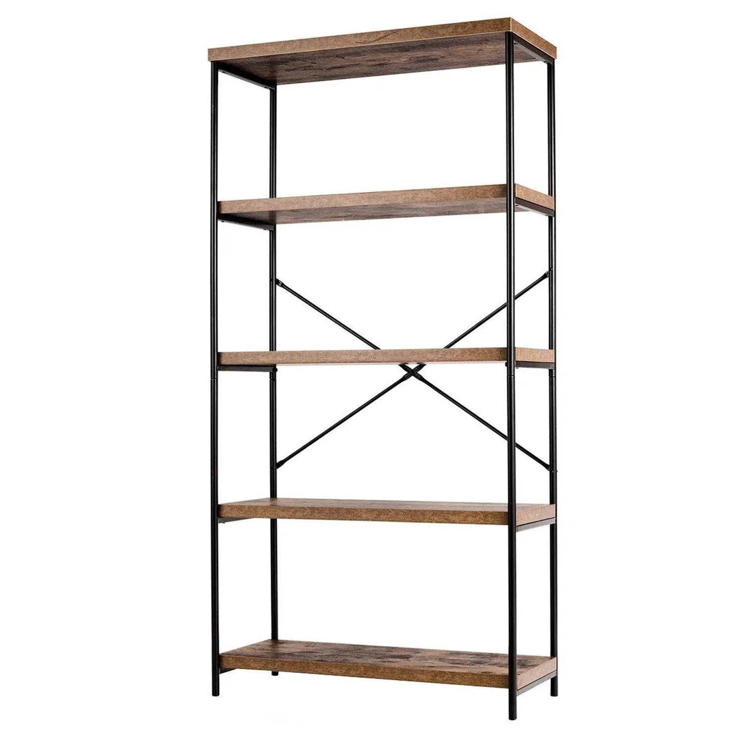 Costway Bücherregal mit 5 Ebenen & Metallrahmen 79 x 35 x 160cm Braun günstig online kaufen