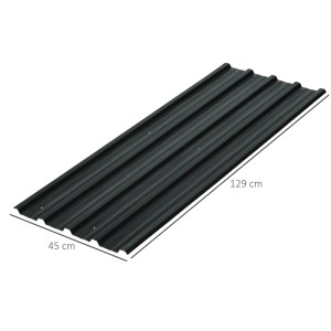 Outsunny Dachblech, Stahl, dunkelgrau, 129 x 45 cm, mit Schutzrillen.