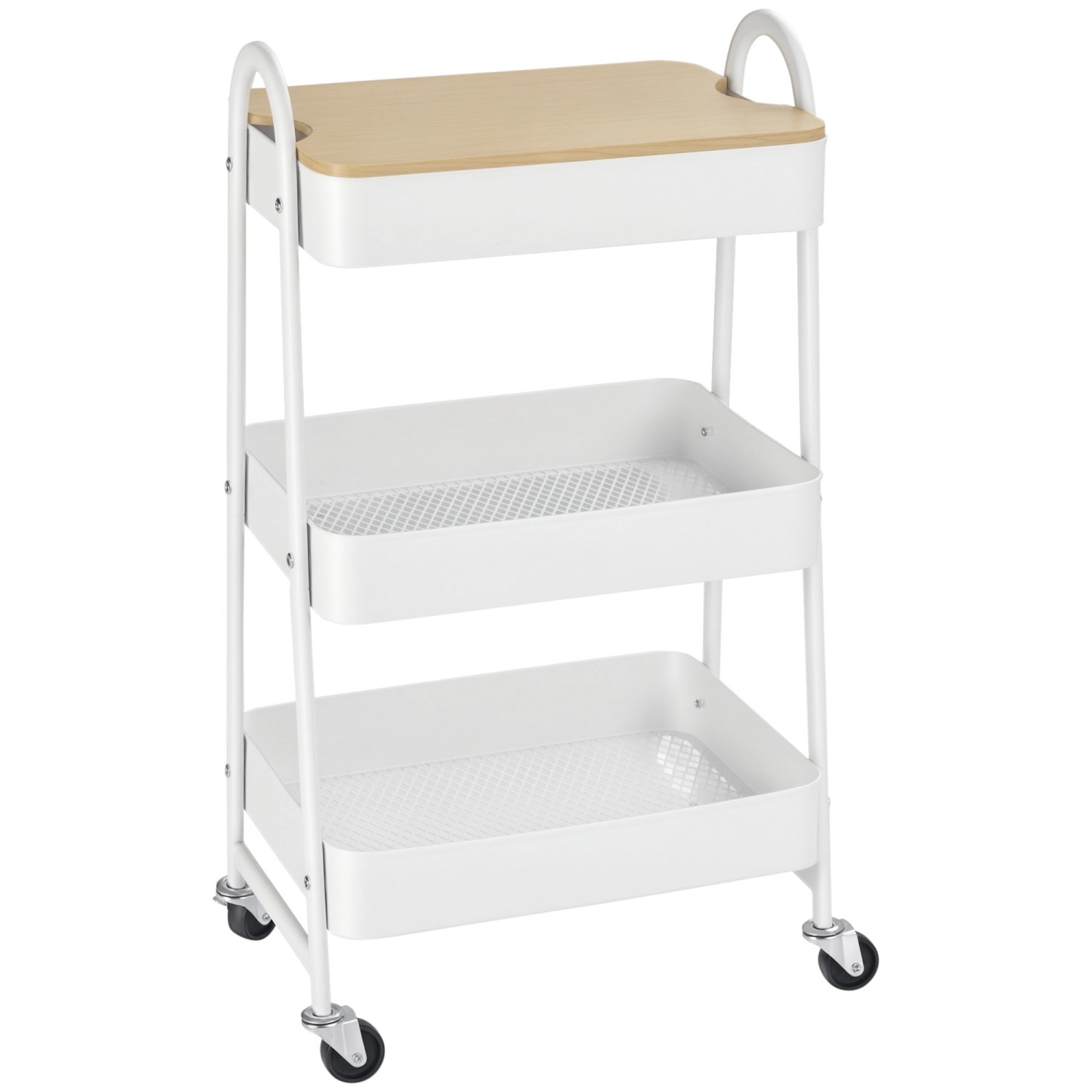 HOMCOM Küchenwagen Stahl PP-Kunststoff Weiß 45L x 31B x 79,4H cm günstig online kaufen