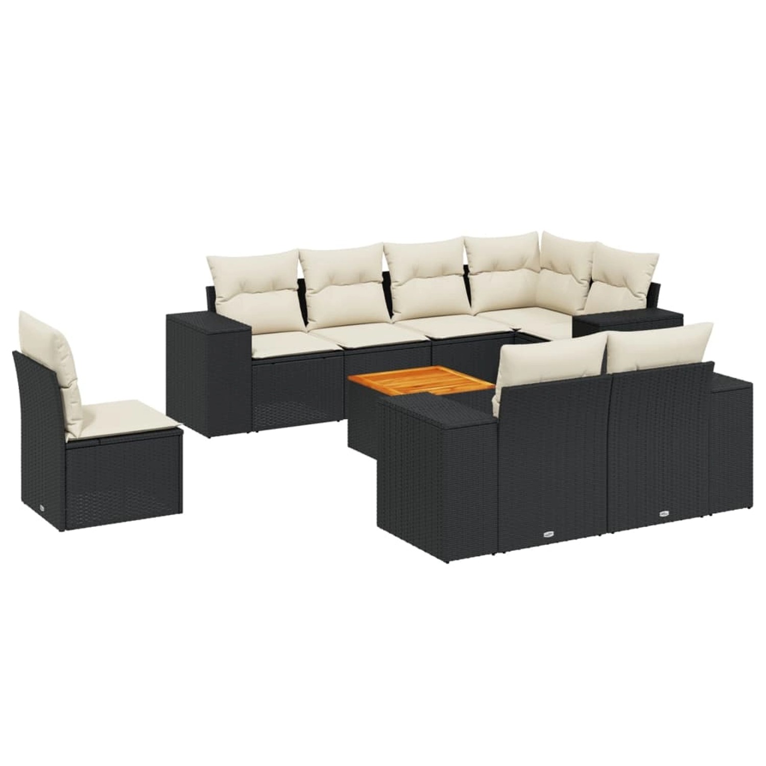 vidaXL 9-Tlg Garten-Sofagarnitur mit Kissen Schwarz Poly Rattan 3257869 günstig online kaufen