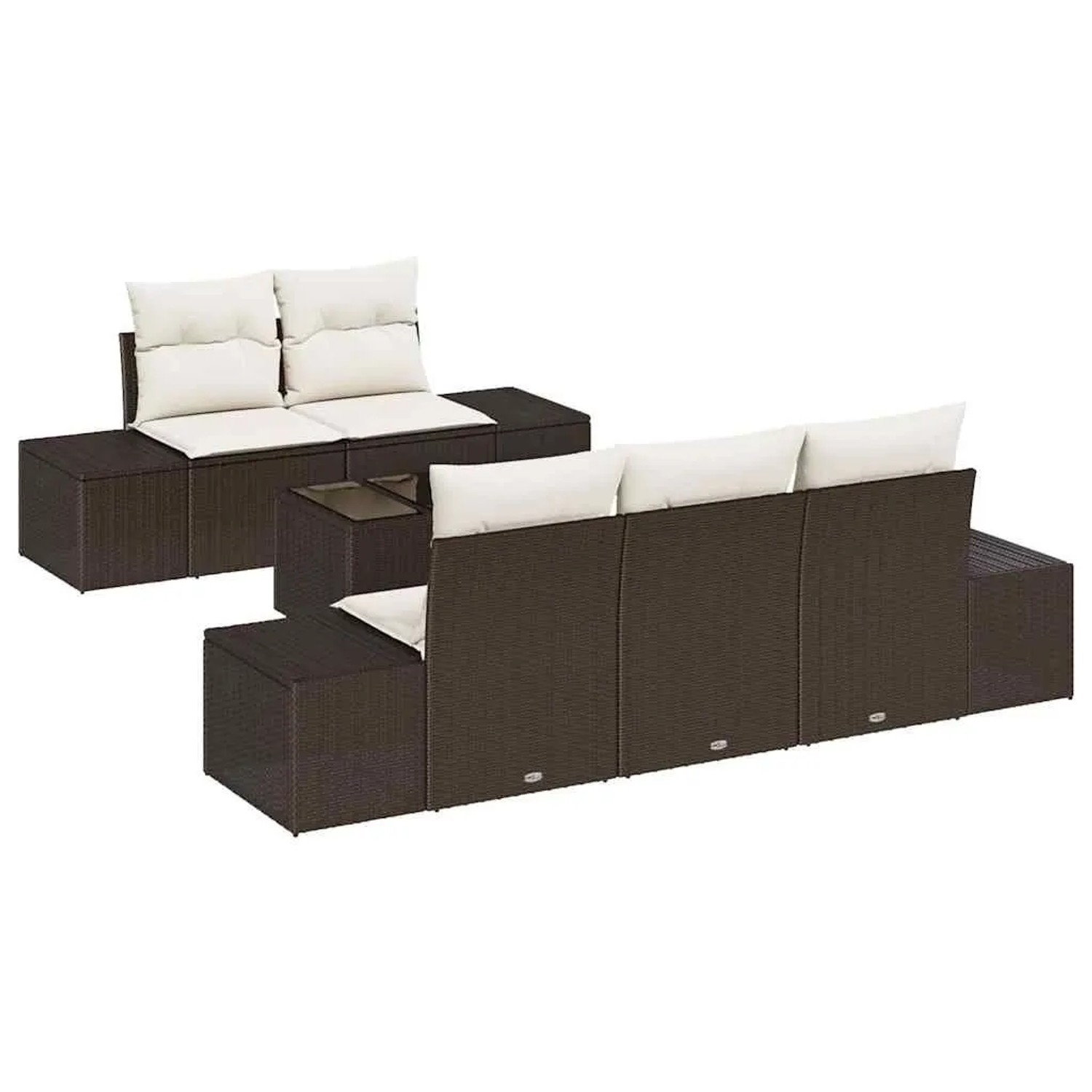 vidaXL Gartensofa-set mit Kissen 6-Tlg Braun und Creme Poly-Rattan 3355607 günstig online kaufen
