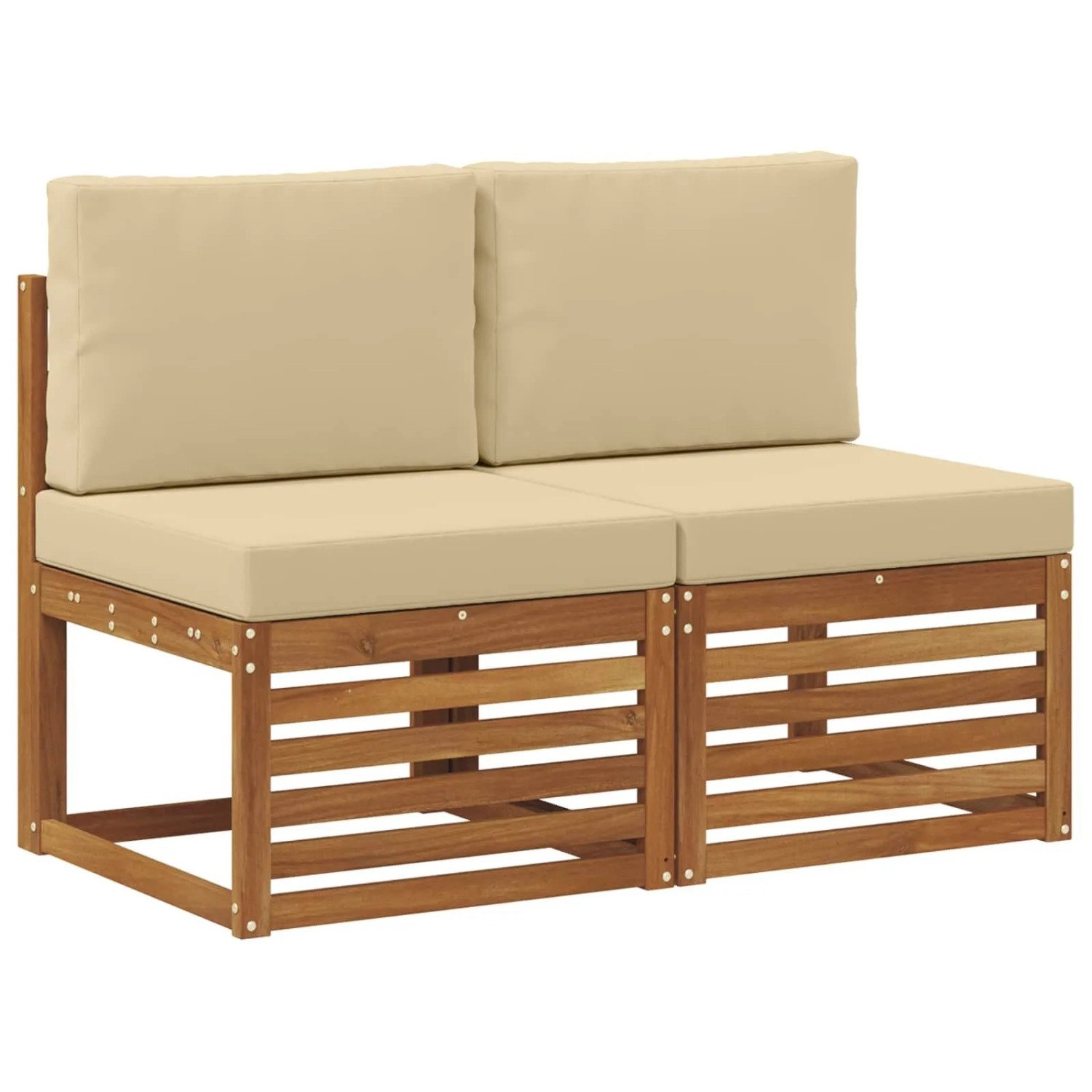 vidaXL 2 Stück Outdoor Mittelsofa Massivholz Akazie Natur 900498