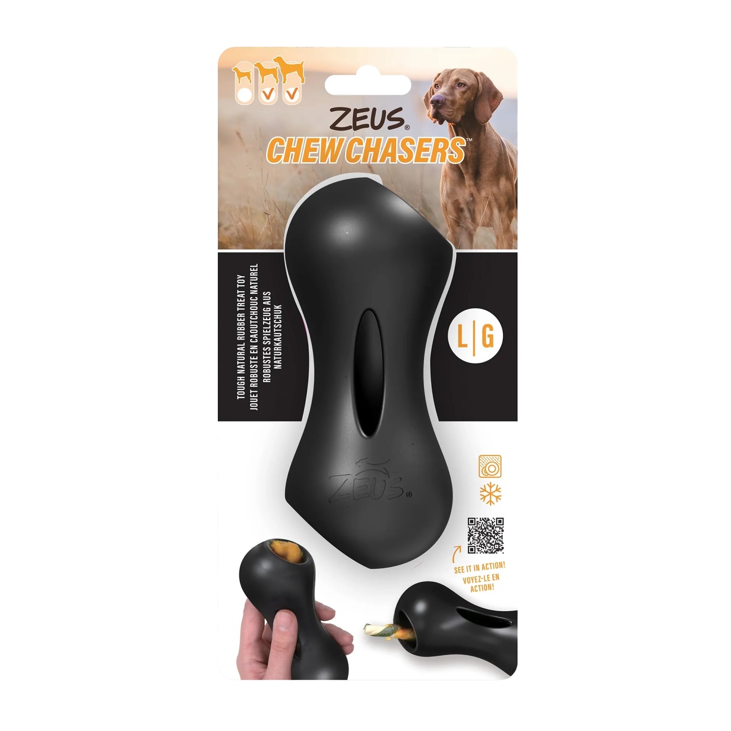 Zeus Hundespielzeug ChewChasers Treat Peanut L 14 cm Schwarz