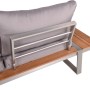 Detailansicht der grau-braunen Garden Pleasure Aurea Lounge-Eckgruppe, Gartenmöbel mit Aluminiumrahmen und Polster.
