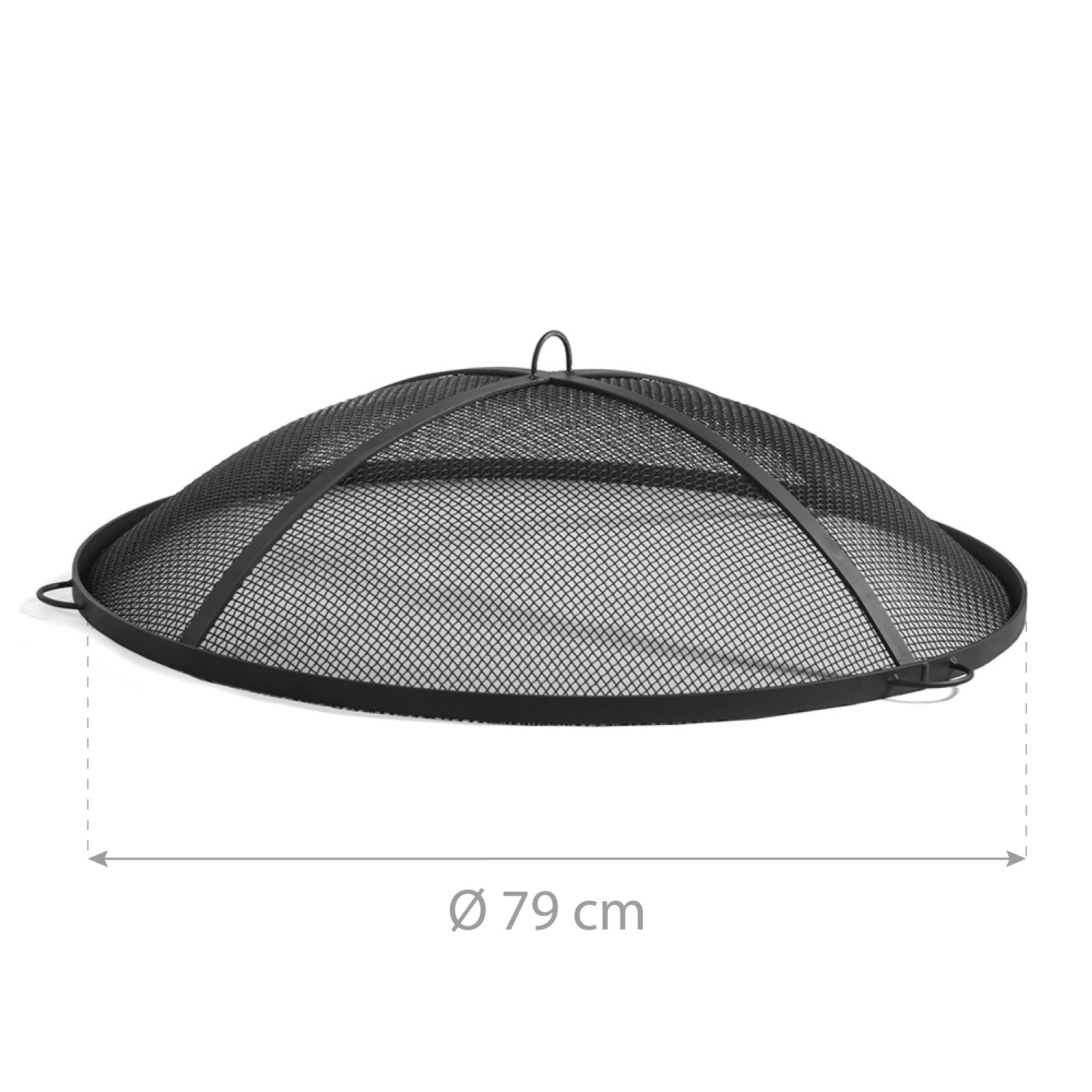 Schwarzer CookKing Funkenfang aus Stahl, Ø 79 cm, Zubehör für Feuerschalen als Insektenschutz.