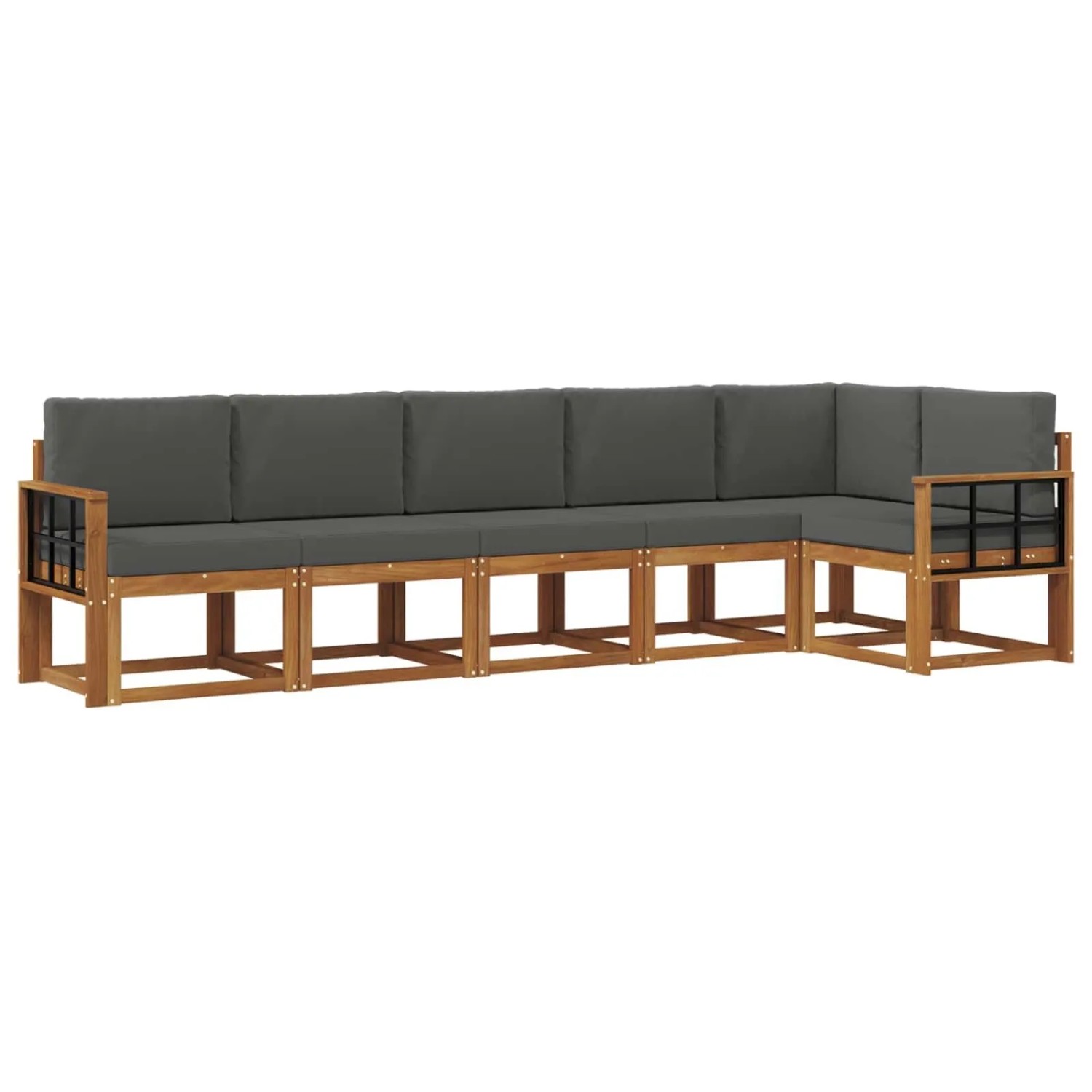 vidaXL Outdoor-Sofagarnitur mit Kissen 6 Stk Natur und Anthrazit 3366475