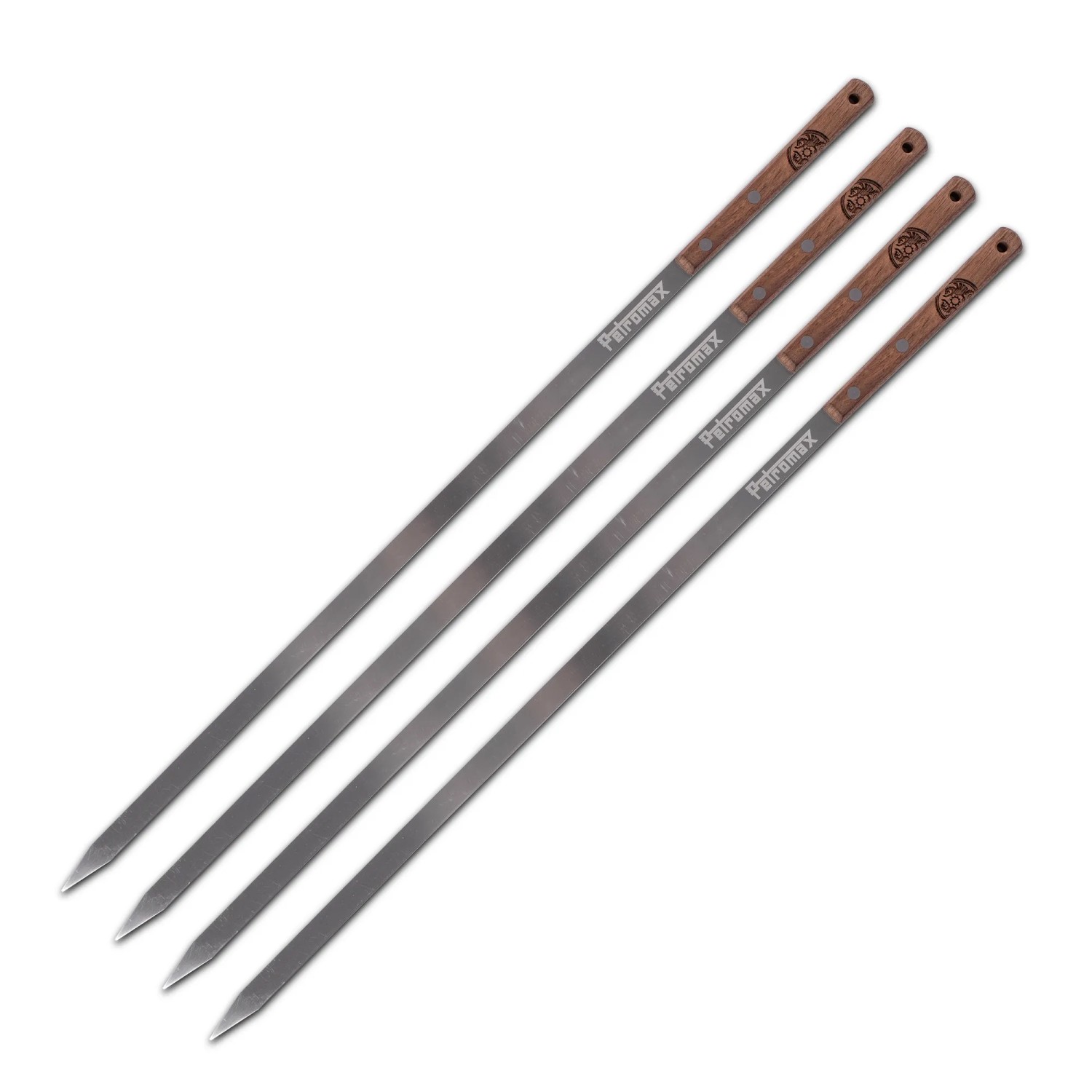 Petromax Grillspieße SK40, 4er-Set aus Edelstahl mit Holzgriffen für Atago Grill.