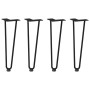 Set aus vier schwarzen Haarnadelbeinen (42 cm) für Couchtische aus Stahl.