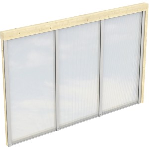 Skan Holz Seitenwand aus Polycarbonat für Terrassenüberdachung, Holzrahmen, klare Doppelstegplatten.