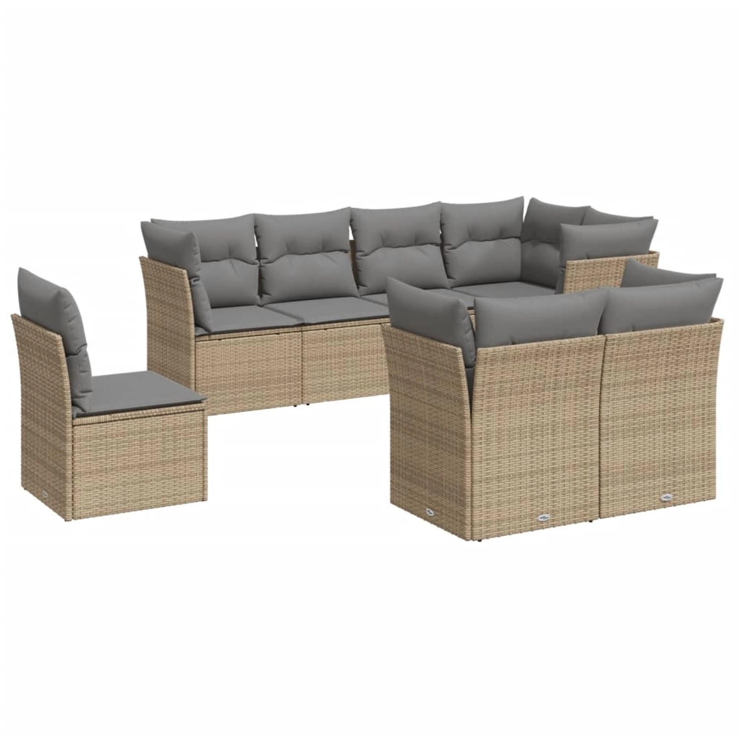 vidaXL 8-tlg Garten-Sofagarnitur mit Kissen Beige Poly Rattan Modell 25