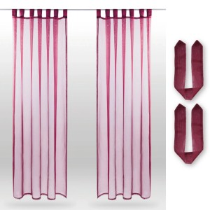 Bestlivings Dekoschal Noella Bordeaux, 2er-Pack Voile Gardinen mit Schlaufen und Raffhaltern.