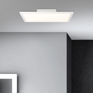 Weißes, eckiges LED-Panel Buffi (40x40 cm) für Deckenaufbau mit kaltweißem Licht.