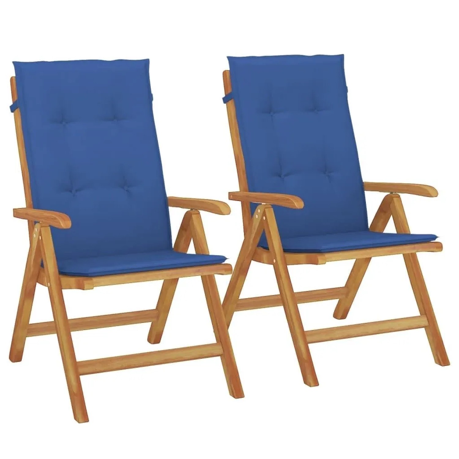 vidaXL Gartenstühle mit Kissen 2 Stk Massivholz Teak 3196443
