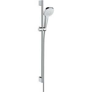 Hansgrohe Brauseset Croma Select E Vario mit Stange (90cm), Handbrause in Weiß-Chrom.