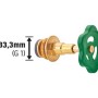Oberteil für Schrägsitzventil, 33,3 mm (G 1") aus Messing mit grünem Handrad.