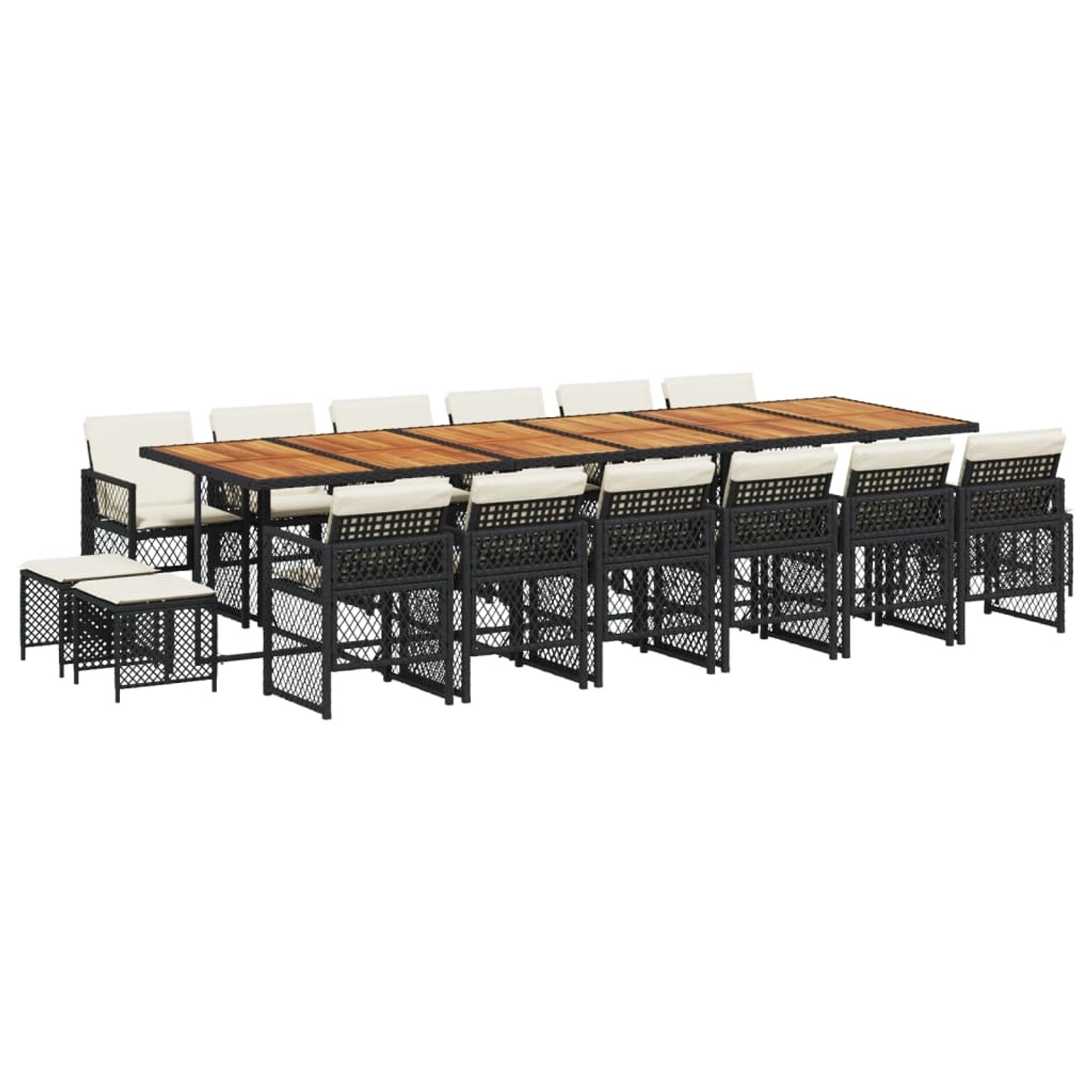 vidaXL 17-Tlg Garten-Essgruppe mit Kissen Schwarz Poly Rattan 3210831 günstig online kaufen