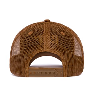 Cat Cap Raised Logo Mesh in Bronze, Rückansicht mit verstellbarem Riemen.