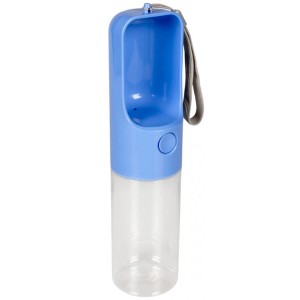 Blaue Duvoplus Trinkflasche für Hunde, ideal für unterwegs. Auslaufsicher und leicht zu bedienen.