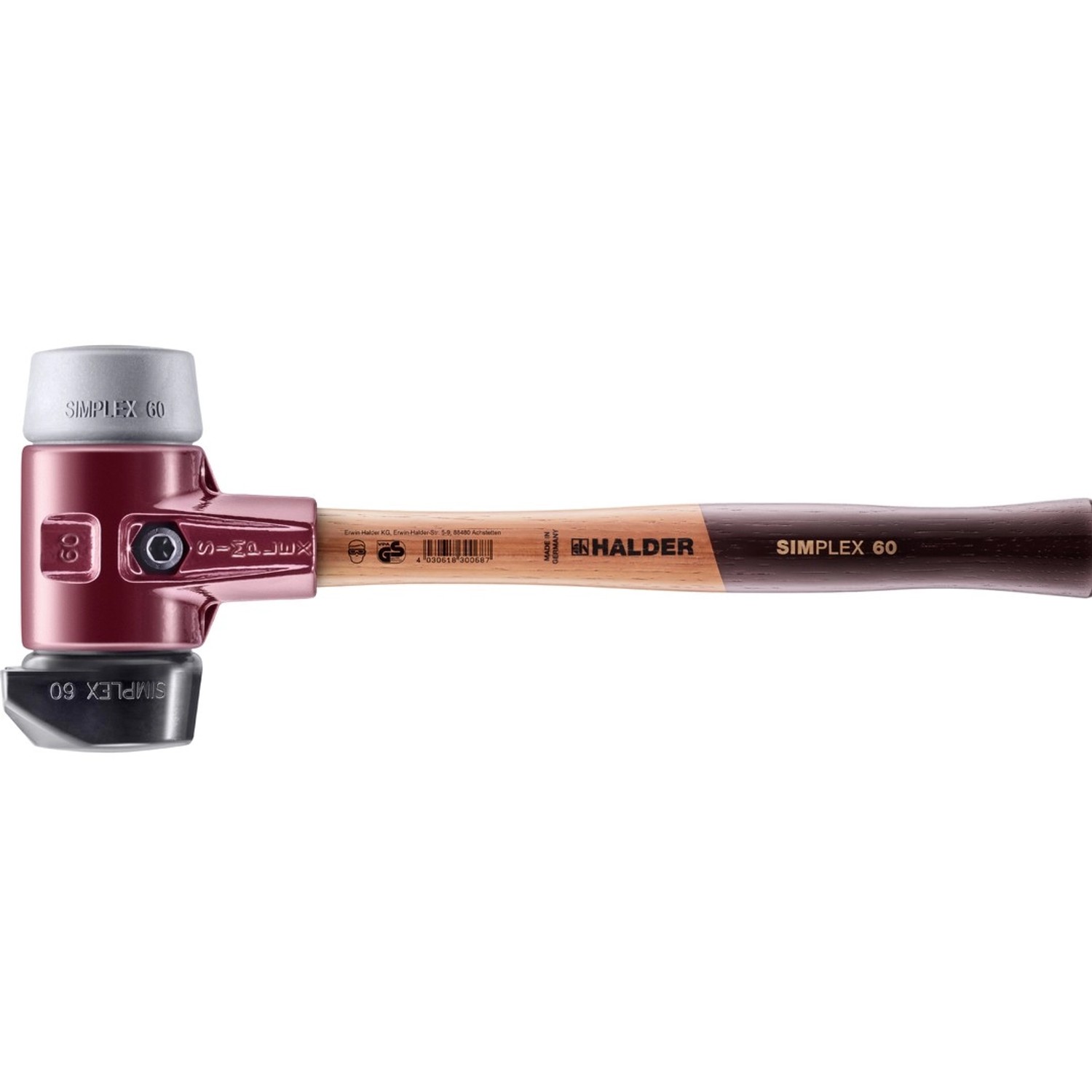 Halder Simplex Schonhammer Ø 60 mm Gummi   TPE-mid Grau mit Standfuß und Te günstig online kaufen