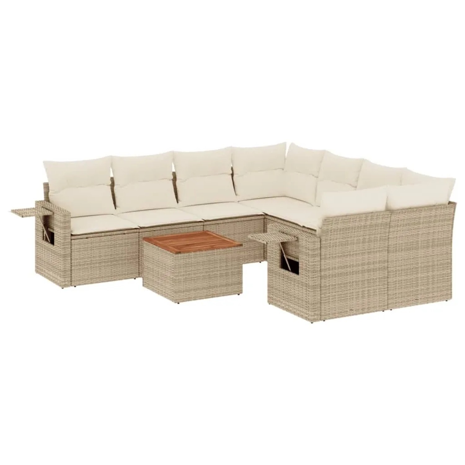 vidaXL 9-Tlg Garten-Sofagarnitur mit Kissen Beige Poly Rattan 3224490 günstig online kaufen