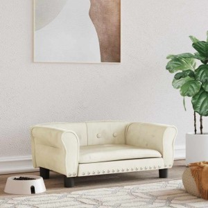 vidaXL Hundebett Creme 70x45x30 cm Samt 171830