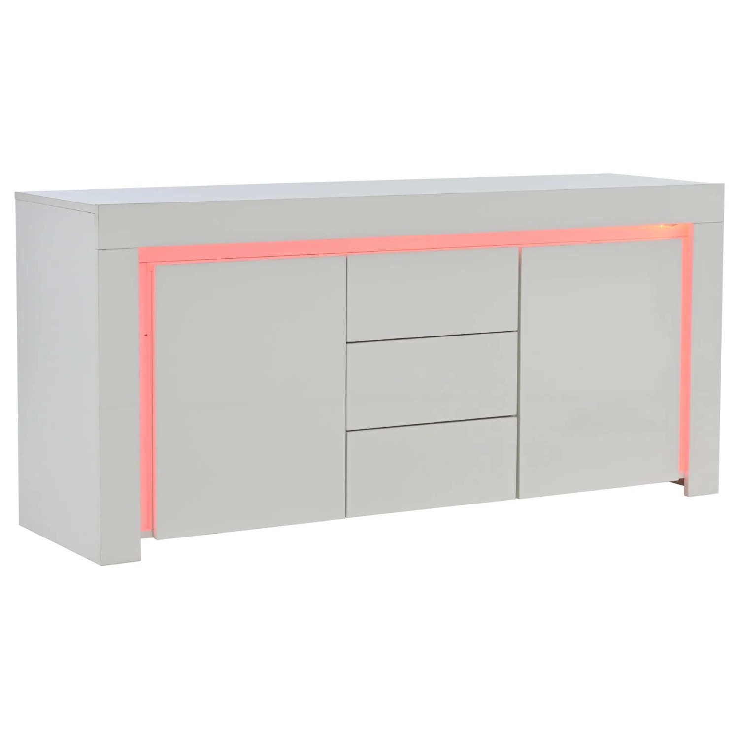 Merax Sideboard 140x40x65 cm 2 Türen 3 Schubladen LED Hochglanz Weiß