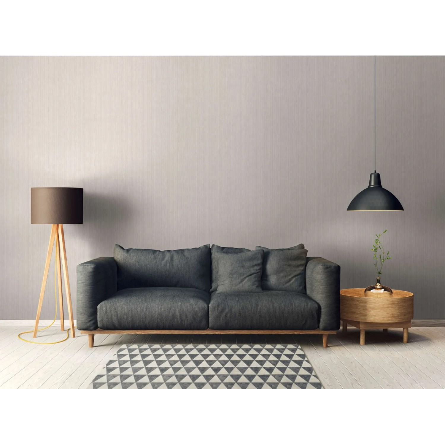 Beige Landhausstil Tapete mit Streifen von Bricoflor im Raum.