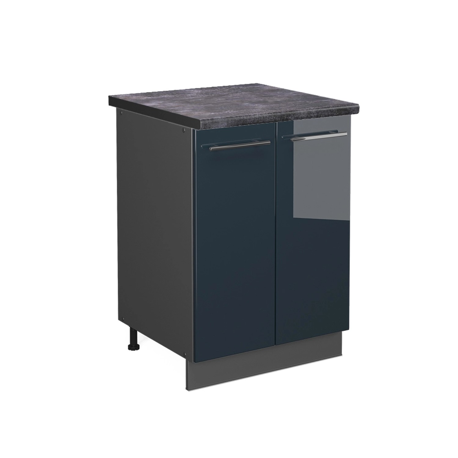 Vicco Küchenunterschrank Fame-Line Dunkelblau Hochglanz/Anthrazit 60 cm AP Anthrazit