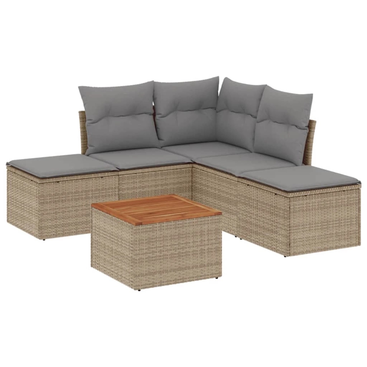 vidaXL 6-Tlg Garten-Sofagarnitur mit Kissen Beige Poly Rattan 3223672 günstig online kaufen