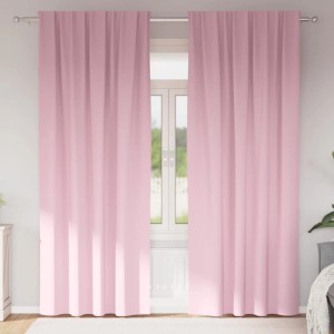 vidaXL Verdunkelungs-Vorhänge mit Ringen Babyrosa Polyester 4107522