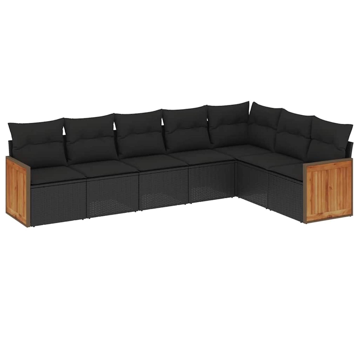 vidaXL 7-Tlg Garten-Sofagarnitur mit Kissen Schwarz Poly Rattan 3260109 günstig online kaufen