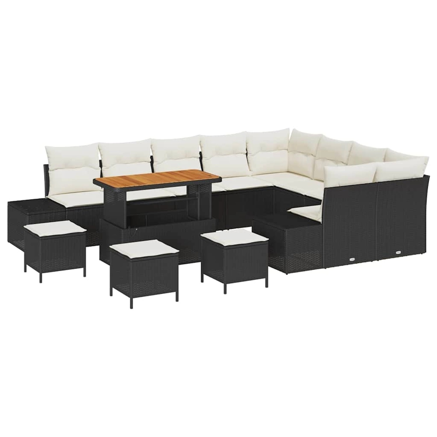 vidaXL Garten-Sofa-Set mit Speicher 13-Tlg Schwarz Poly Rattan 3362830 günstig online kaufen