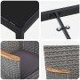 vidaXL Garten Essgruppe, 3-tlg, grau, Poly Rattan, mit Tischplatte aus Glas und Akazienholz Armlehnen.