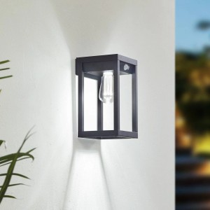 Lindby LED Smart Home Wandleuchte Außen Enea 10020219 Dimmbar mit Bewegungsmelder Modern in Schwarz aus Aluminium 1-flammig