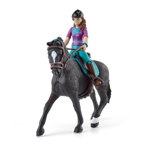Schleich Horse Club Spielfigur Lisa mit Hannoveraner Wallach Storm, detailgetreu und handbemalt.