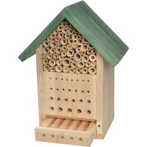 Dobar Bienenhaus Maja mit Beobachtungsschublade aus Holz, Nisthilfe für Wildbienen.