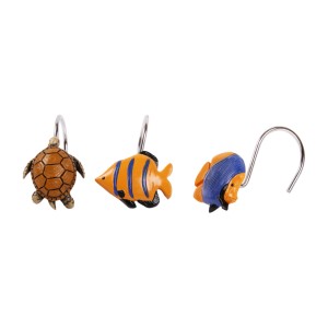 SANILO Duschvorhangringe Ocean: 12er Set mit Motiven wie Schildkröte und Fische.