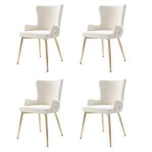 Merax 4 Esszimmerstühle Samt Goldfarbene Metallbeine Wohnzimmerstuhl Beige